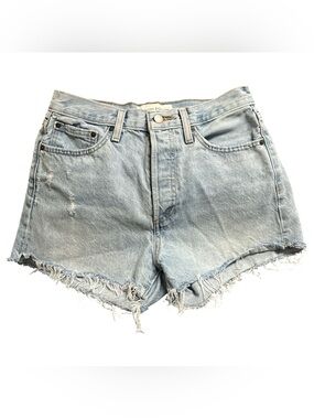 Denim Forum Light Wash  High-Rise Distressed Denim Shorts